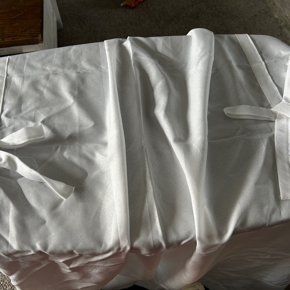 White Scroll Up Curtains lot of 2